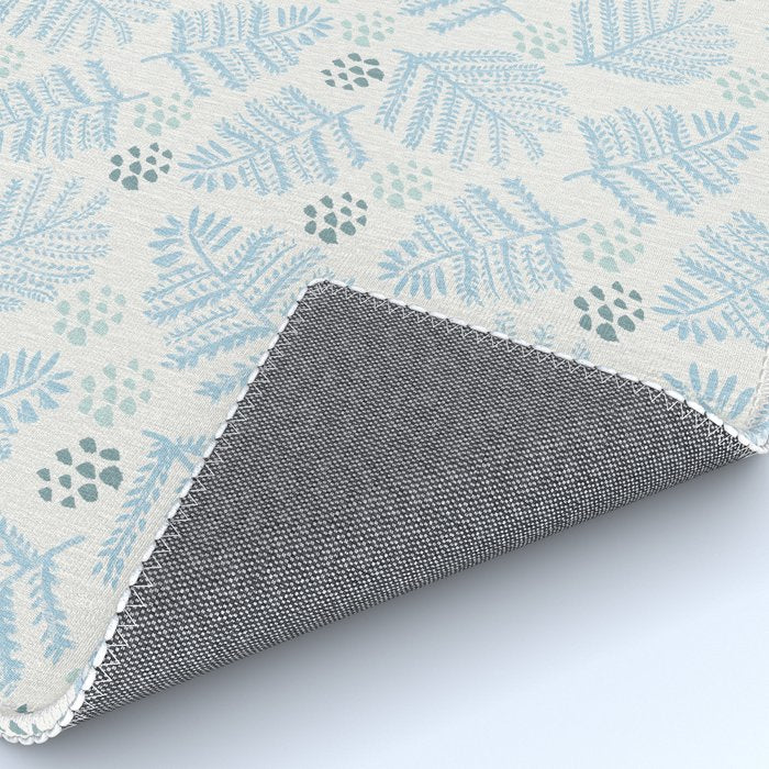 Winter & Woodsy Pine Trees in White & Blue Rug Gallery Image 4