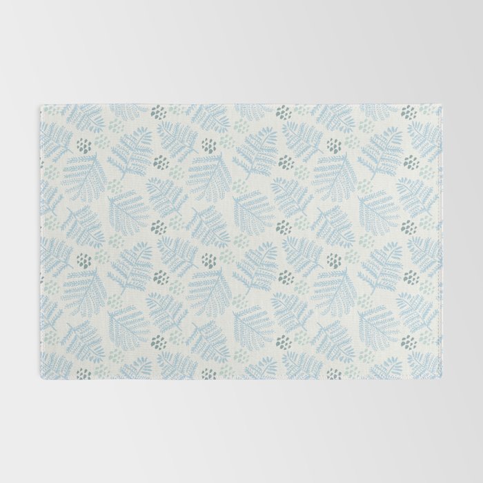 Winter & Woodsy Pine Trees in White & Blue Rug Gallery Image 2