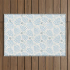 Winter & Woodsy Pine Trees in White & Blue Outdoor Rug Gallery Image 1