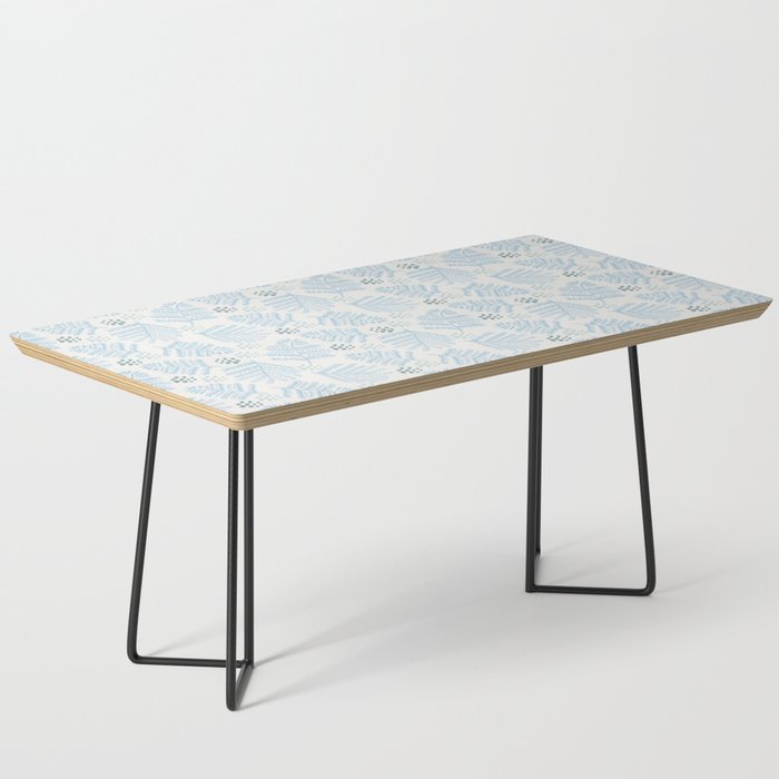 Winter & Woodsy Pine Trees in White & Blue Coffee Table Gallery Image 1