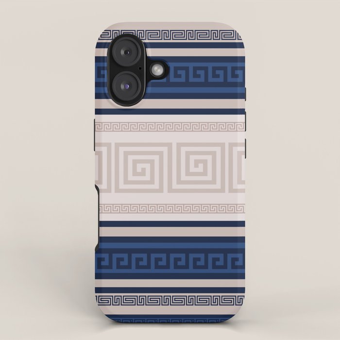 Greek Key - Meander - Blue and Beige iPhone Case Gallery Image 1