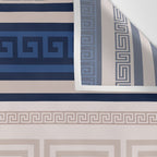 Greek Key - Meander - Blue and Beige Wall Tapestry Gallery Image 3