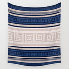 Greek Key - Meander - Blue and Beige Wall Tapestry Gallery Image 4