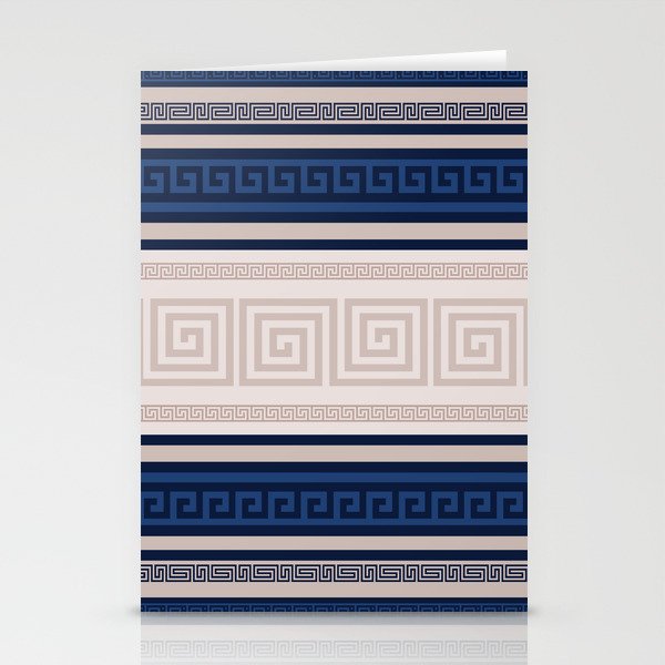 Greek Key - Meander - Blue and Beige Stationery Card Gallery Image 2