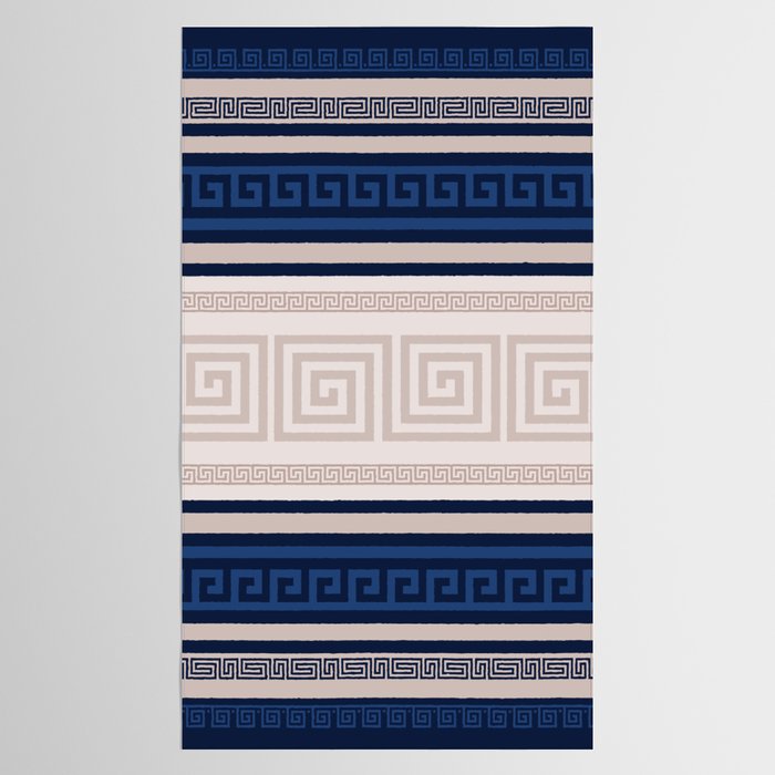 Greek Key - Meander - Blue and Beige Tablecloth Gallery Image 2