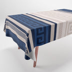 Greek Key - Meander - Blue and Beige Tablecloth Gallery Image 1