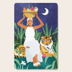 Tiger Camping, Wildlife Wild Jungle Illustration, Modern Bohemian Black Woman, Starry Night Moon Cutting Board Gallery Image 1