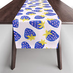 Vibrant Blue Strawberry Pattern Table Runner Gallery Image 1