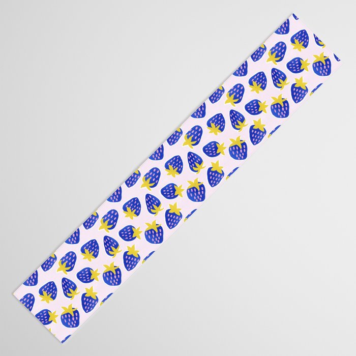 Vibrant Blue Strawberry Pattern Table Runner Gallery Image 3