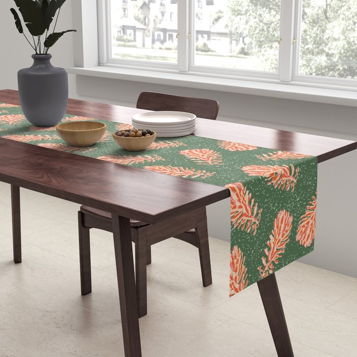 Dancing Pinecones in Sage Green & Red Table Runner Gallery Image 2