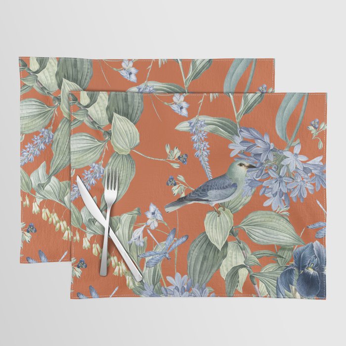 Exotic Wildlife Floral Garden on Orange Placemat Gallery Image 1