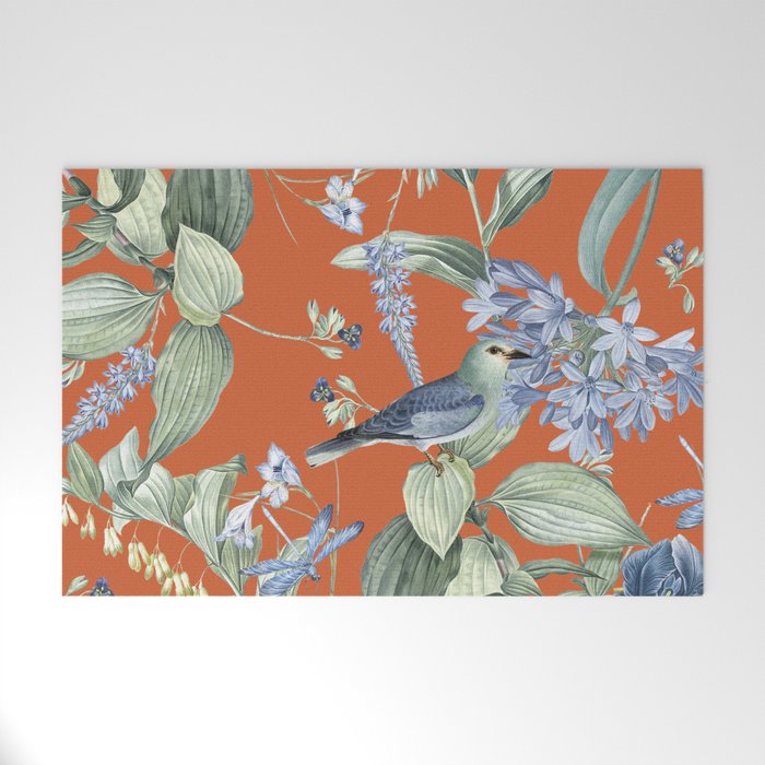 Exotic Wildlife Floral Garden on Orange Welcome Mat Gallery Image 1