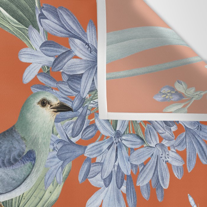 Exotic Wildlife Floral Garden on Orange Wall Tapestry Gallery Image 3