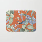 Exotic Wildlife Floral Garden on Orange Bath Mat Gallery Image 1