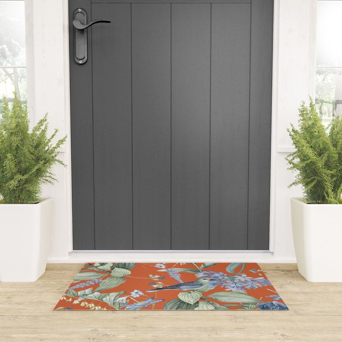 Exotic Wildlife Floral Garden on Orange Welcome Mat Gallery Image 3