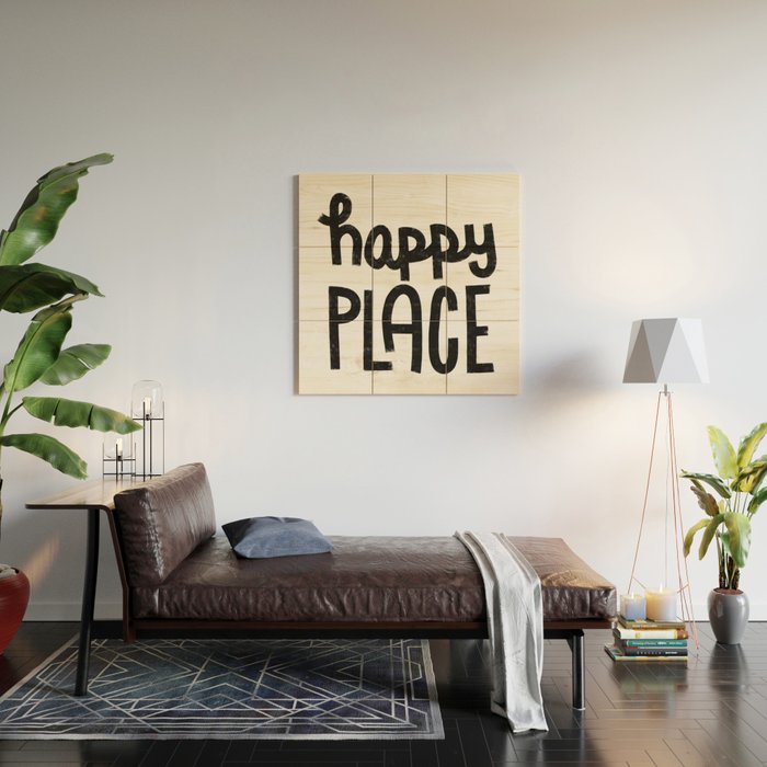Happy Place x Black and White Wood Wall Art Gallery Image 2