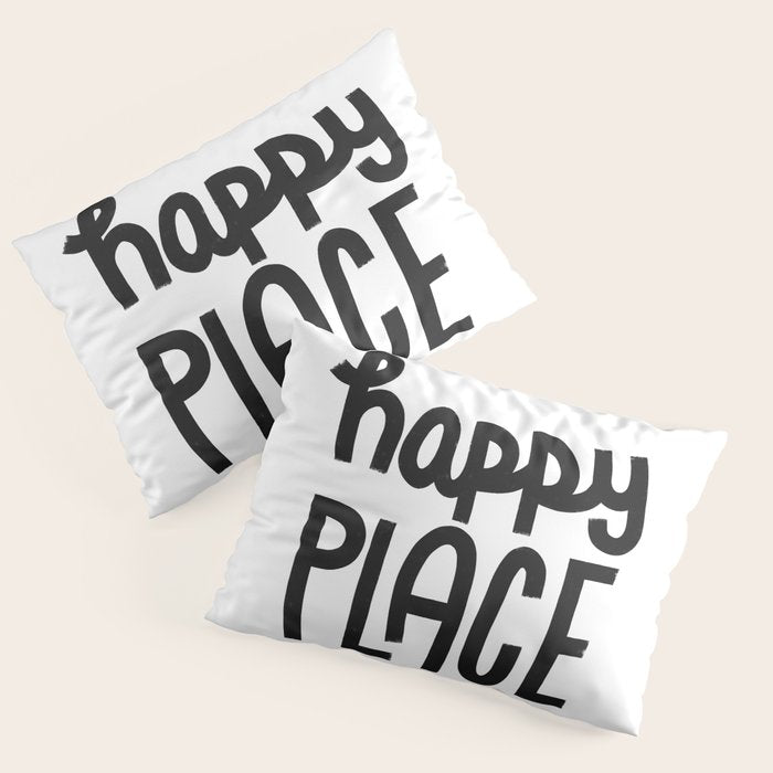Happy Place x Black and White Pillow Sham Gallery Image 3