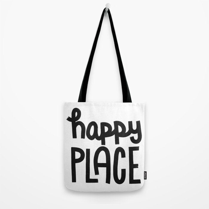 Happy Place x Black and White Tote Bag Gallery Image 2