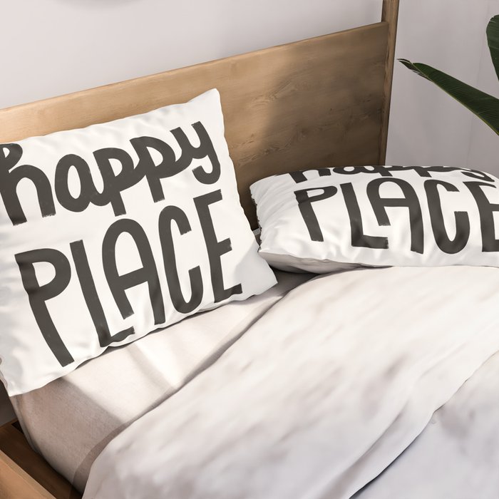 Happy Place x Black and White Pillow Sham Gallery Image 2