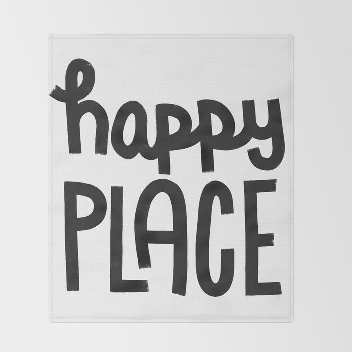 Happy Place x Black and White Throw Blanket Gallery Image 2