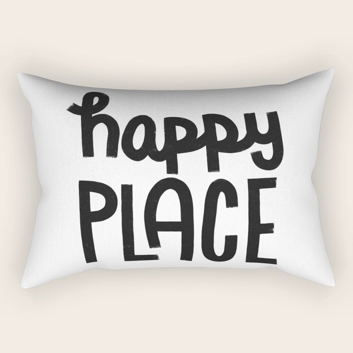 Happy Place x Black and White Rectangular Pillow Gallery Image 1