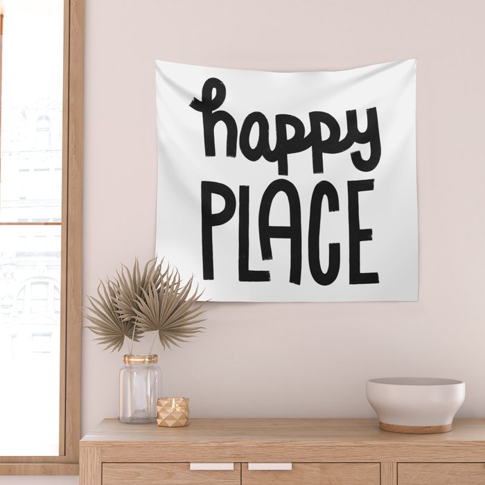 Happy Place x Black and White Wall Tapestry Gallery Image 2