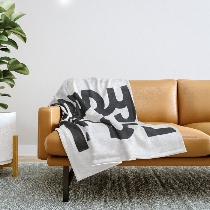 Happy Place x Black and White Throw Blanket Gallery Image 1
