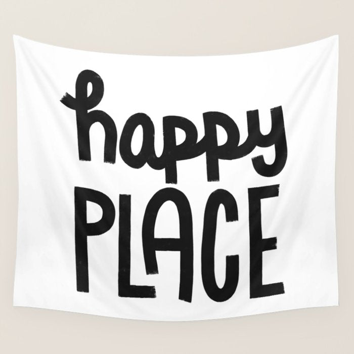 Happy Place x Black and White Wall Tapestry Gallery Image 4