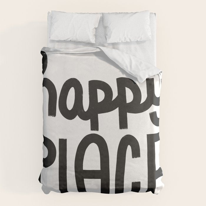 Happy Place x Black and White Duvet Cover Gallery Image 1