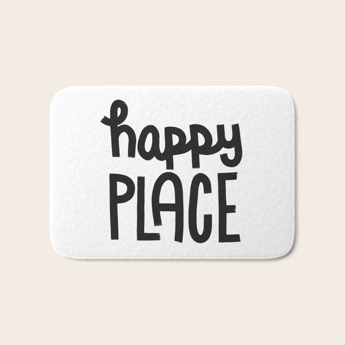 Happy Place x Black and White Bath Mat Gallery Image 1