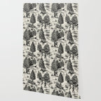 Bigfoot / Sasquatch Toile de Jouy in Black Wallpaper Gallery Image 2