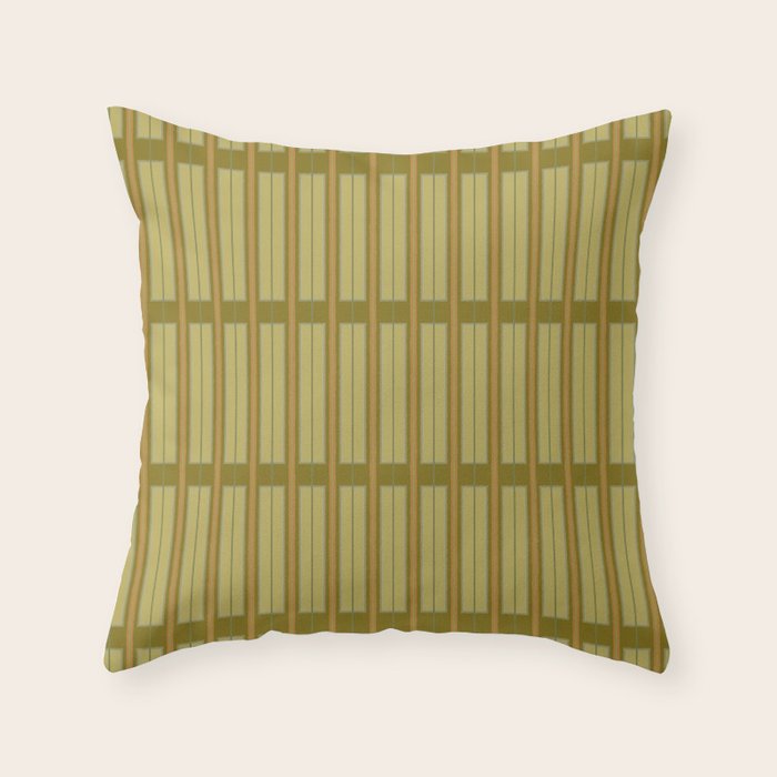 Minimalist Geo Box Striped Geometric Pattern in Vintage Olive Green and Orange Throw Pillow Gallery Image 6