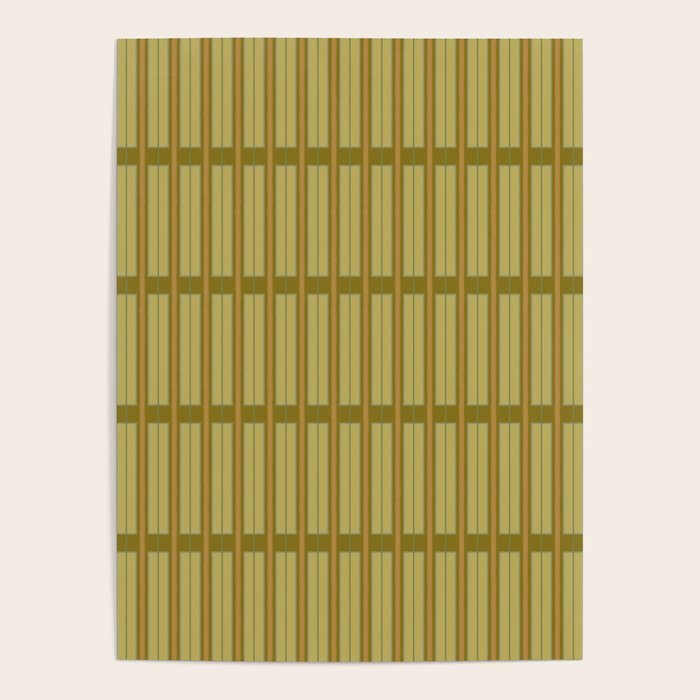 Minimalist Geo Box Striped Geometric Pattern in Vintage Olive Green and Orange Poster Gallery Image 4