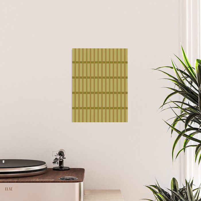 Minimalist Geo Box Striped Geometric Pattern in Vintage Olive Green and Orange Poster Gallery Image 2