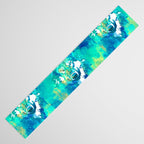 Teal yellow hand painted watercolor wolf Table Runner Gallery Image 3