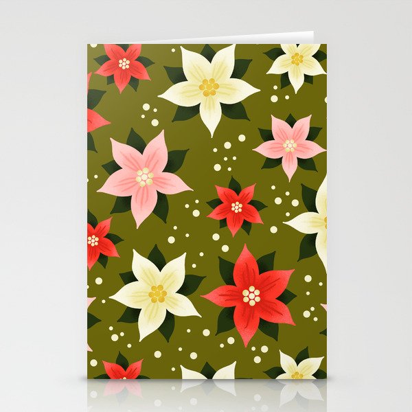 Poinsettia Pattern Stationery Card Gallery Image 1