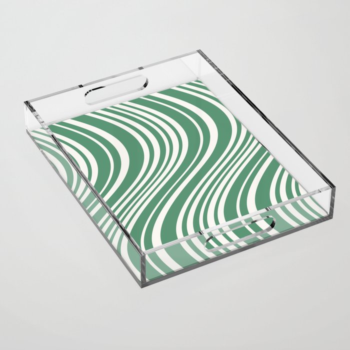 Wavy Stripes XXXIX - Kelly Green Acrylic Tray Gallery Image 1