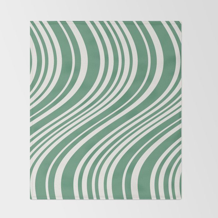 Wavy Stripes XXXIX - Kelly Green Throw Blanket Gallery Image 2