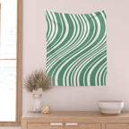 Wavy Stripes XXXIX - Kelly Green Wall Tapestry Gallery Image 2