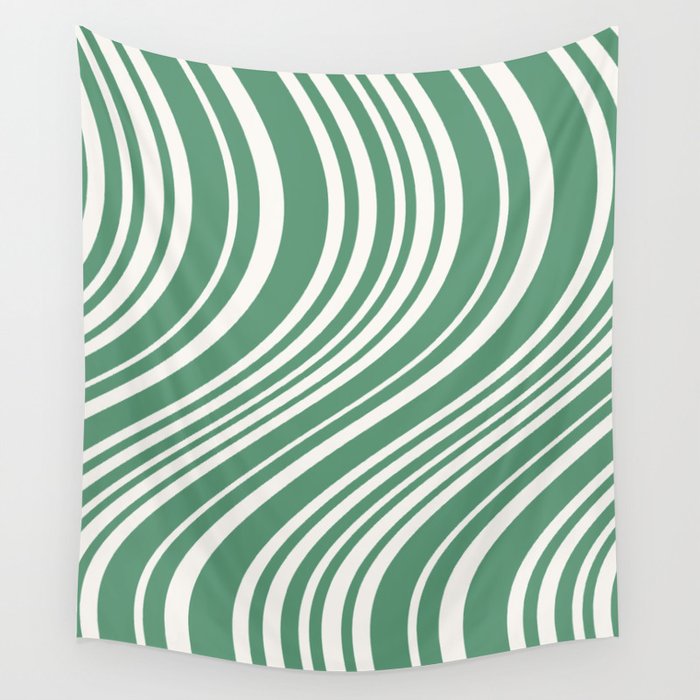 Wavy Stripes XXXIX - Kelly Green Wall Tapestry Gallery Image 4