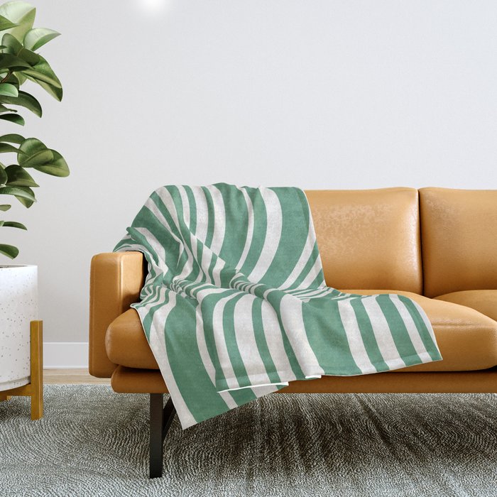 Wavy Stripes XXXIX - Kelly Green Throw Blanket Gallery Image 1