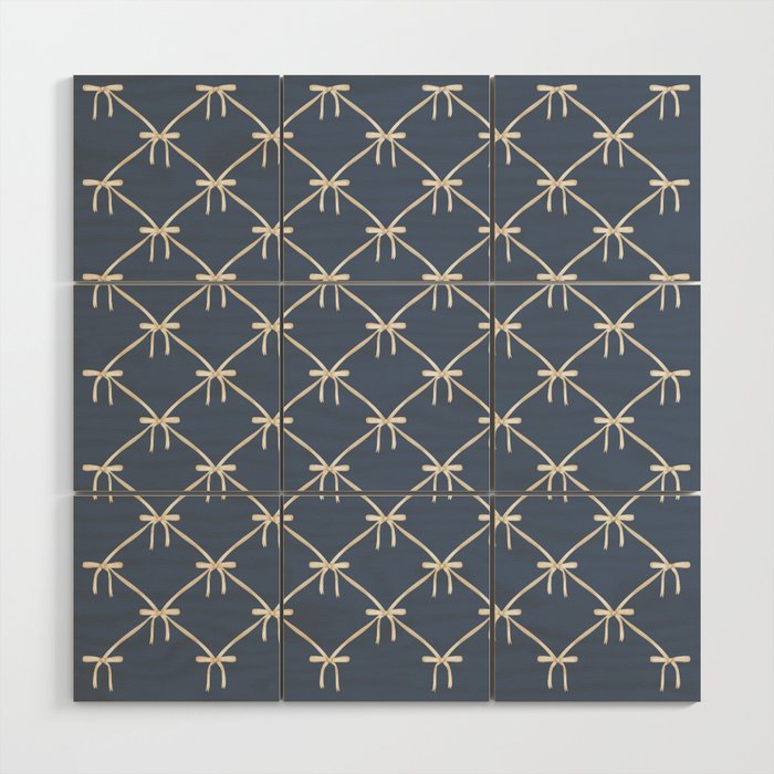 Bows & Ribbons Pattern XLIII Neutral Blue Wood Wall Art Gallery Image 1