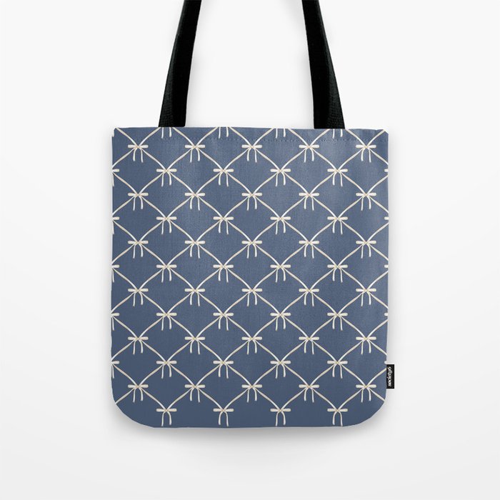 Bows & Ribbons Pattern XLIII Neutral Blue Tote Bag Gallery Image 1