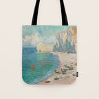 Etretat, The Beach and the Falaise d'Amont by Claude Monet Tote Bag Gallery Image 1