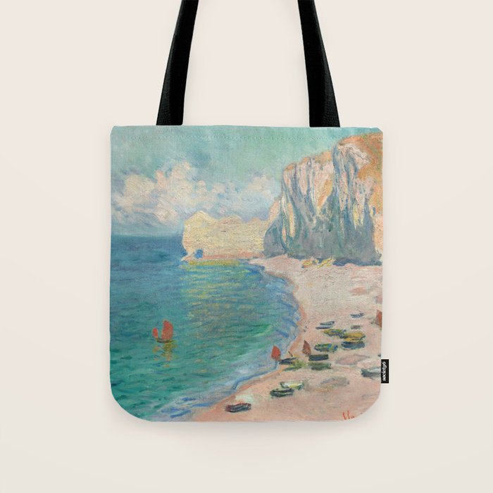 Etretat, The Beach and the Falaise d'Amont by Claude Monet Tote Bag Gallery Image 1