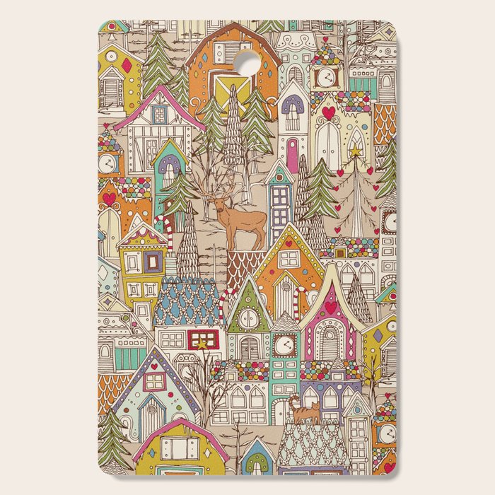 vintage gingerbread town Cutting Board Gallery Image 1