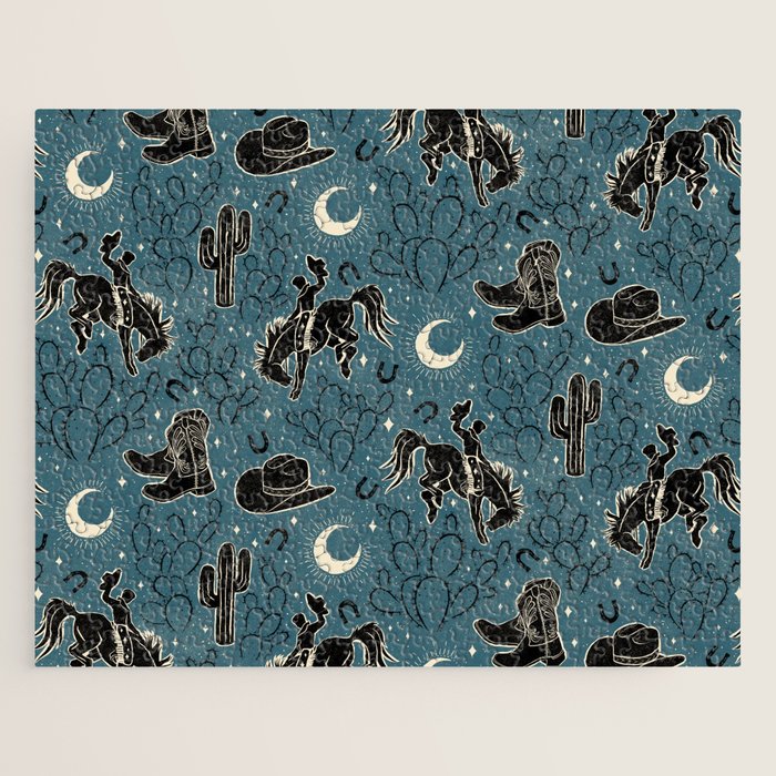 Cowboys and Cacti - midnight Jigsaw Puzzle Gallery Image 1