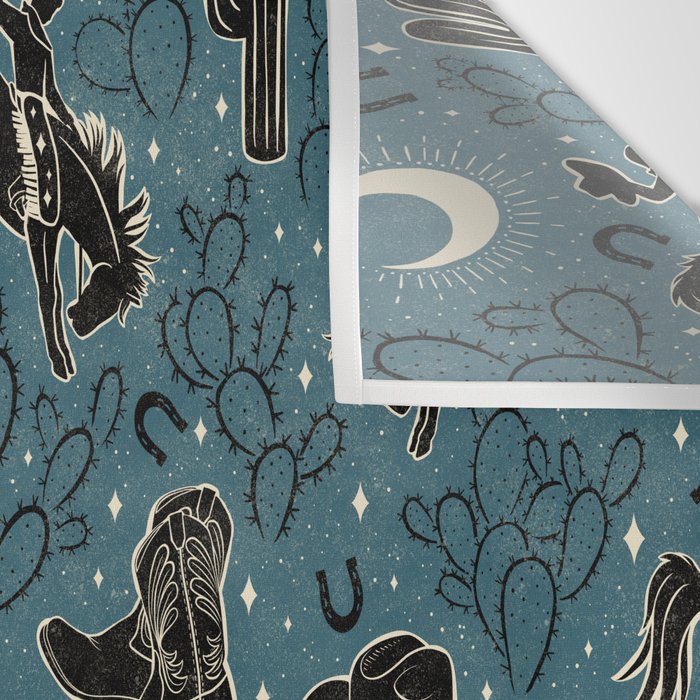 Cowboys and Cacti - midnight Wall Tapestry Gallery Image 3