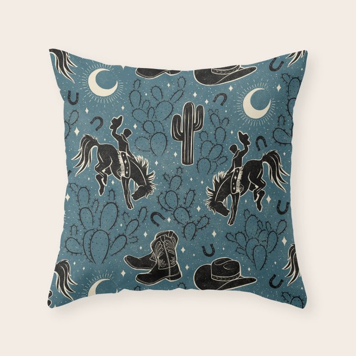 Cowboys and Cacti - midnight Throw Pillow Gallery Image 6