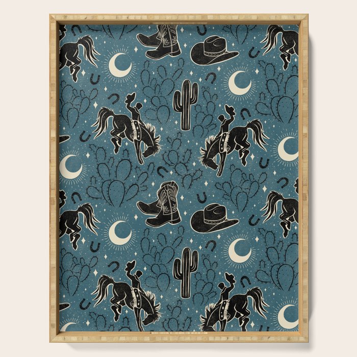 Cowboys and Cacti - midnight Serving Tray Gallery Image 1